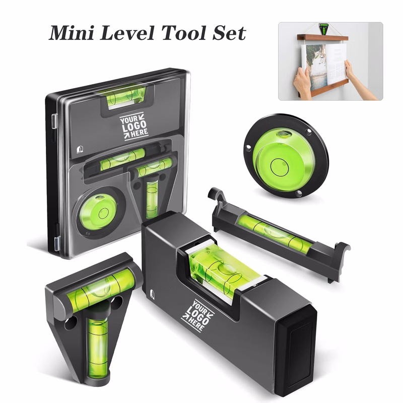 Mini Tool Set 4-In-1 Portable Small Bubble Magnetic Pocket T String Circular Level