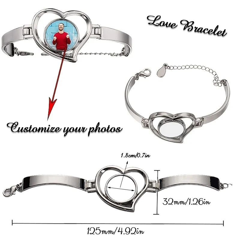 Heart Shape Pendant Metal Bracelet 1