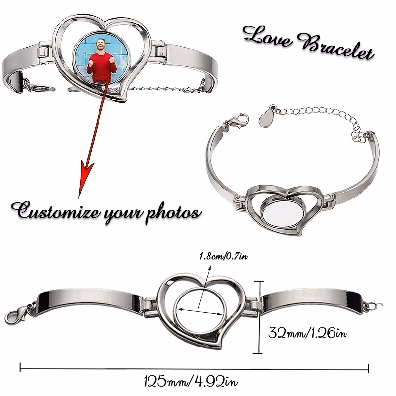 Heart Shape Pendant Metal Bracelet
