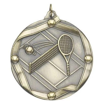 Tennis Die Cast Medal, 2 1/4" 1