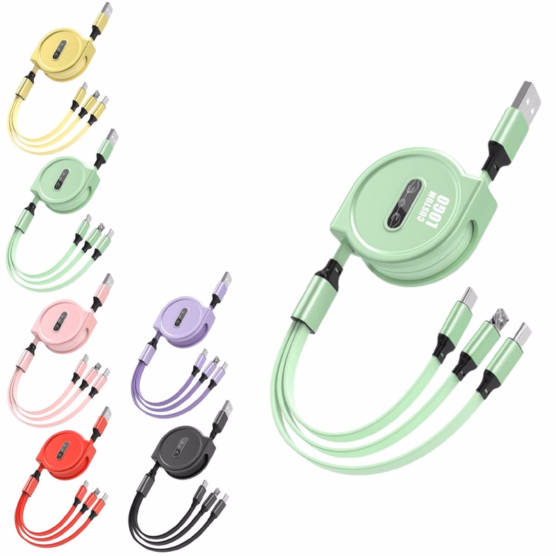 MOQ 10 pcs 3-in-1 Retractable Charging Cable