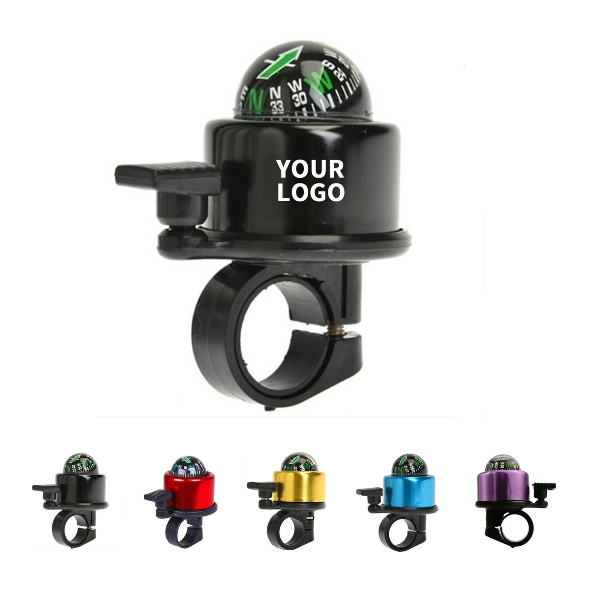Aluminum Bicycle Bell With Compass 3" Length x 1.8" Width x 2.5" Height 1