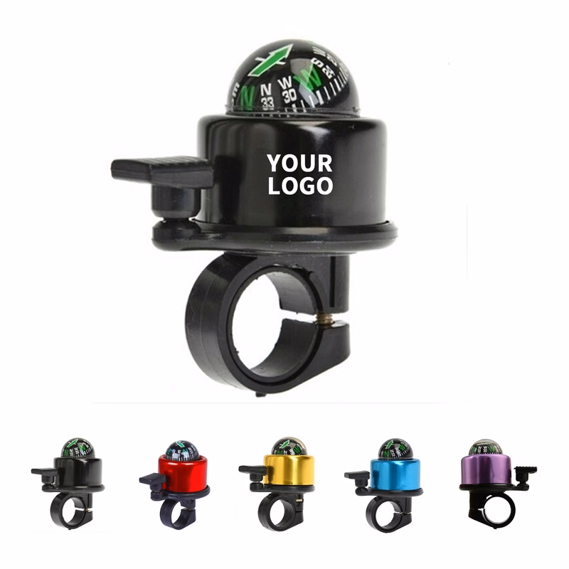 Aluminum Bicycle Bell With Compass 3" Length x 1.8" Width x 2.5" Height