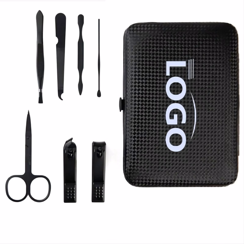 Stainless Stee 7-Piece Leather Look Manicure Set