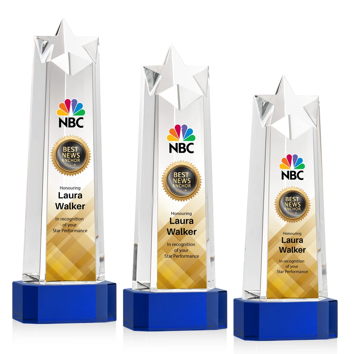 Delaware Star VividPrint™ Award on Base - Blue 1