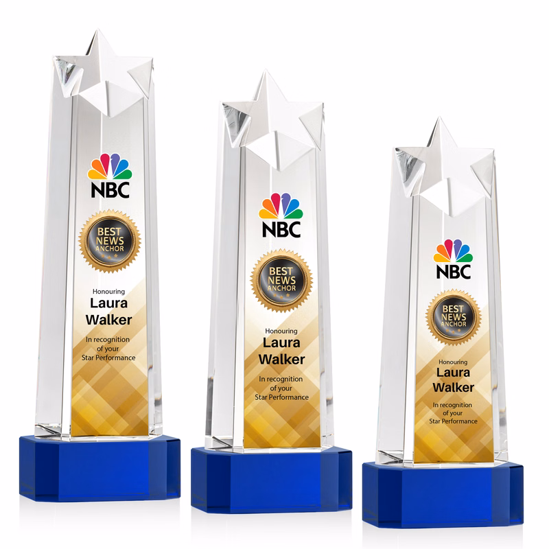 Delaware Star VividPrint™ Award on Base - Blue