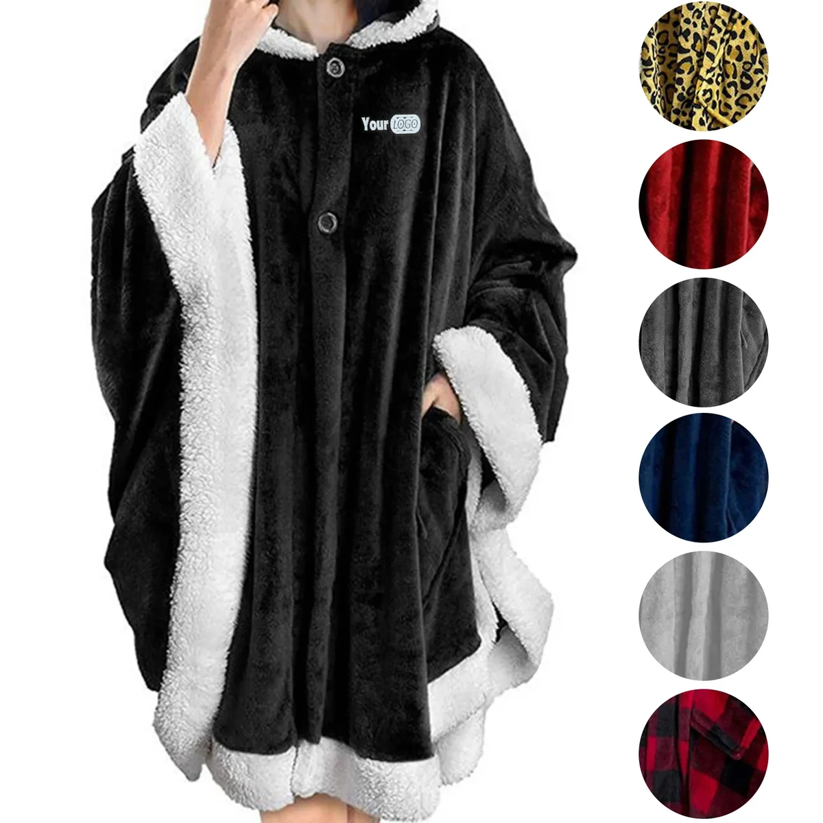 Flannel Pocket Cape Hooded Blanket 1