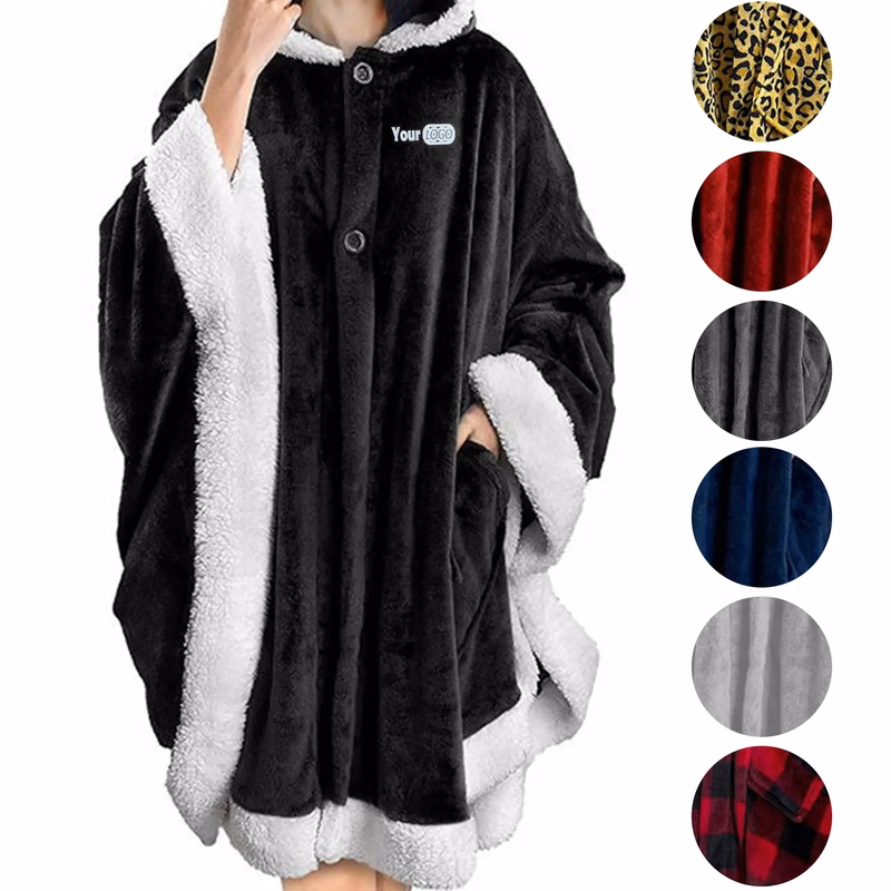 Flannel Pocket Cape Hooded Blanket