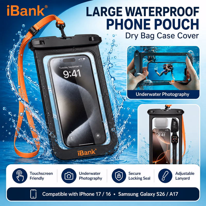 iBank ® Waterproof Phone Pouch Bag Case Cover for iPhone 18/17 /16,Galaxy S26/A17