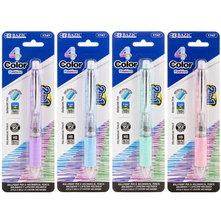 Combo Mechanical Pencil & Pen - 4 Colors 0.7mm 1