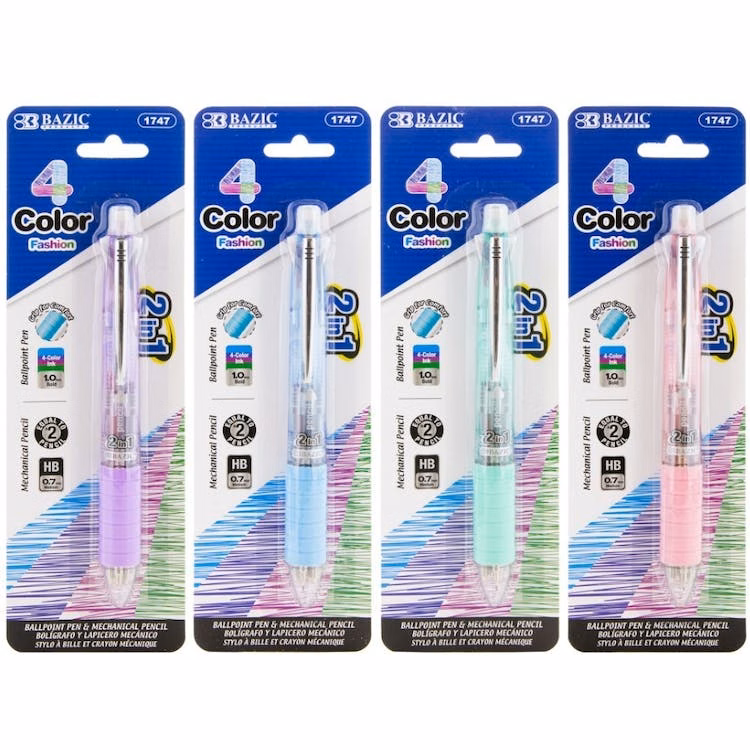 Combo Mechanical Pencil & Pen - 4 Colors 0.7mm
