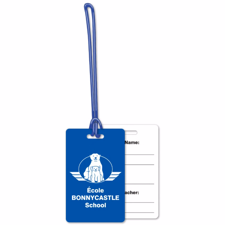Write-On Luggage Tags .020 Plastic 2.13"x3.38" in Spot Colors with 6" Loop