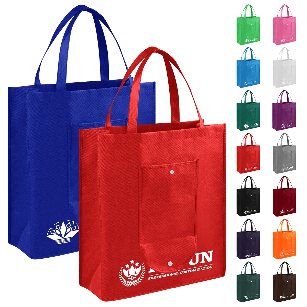 Reinforced 80gsm Non Woven Bag With Snap Button (13.8'' L x 9.8'' W x 3.9'' H) 1