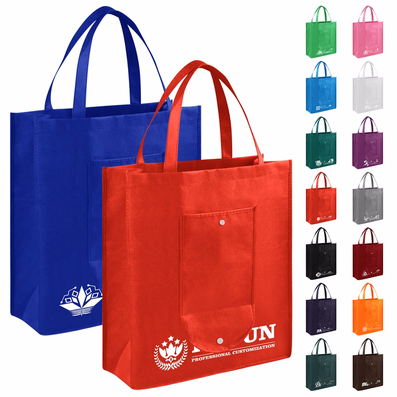 Reinforced 80gsm Non Woven Bag With Snap Button (13.8'' L x 9.8'' W x 3.9'' H)