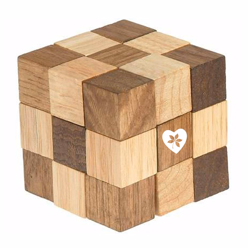 3" Cube Chain Wooden Puzzle