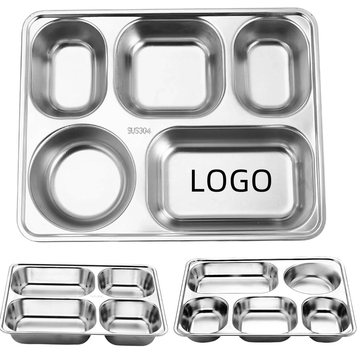 304 Stainless Steel Square Multi-compartment Meal Tray 1