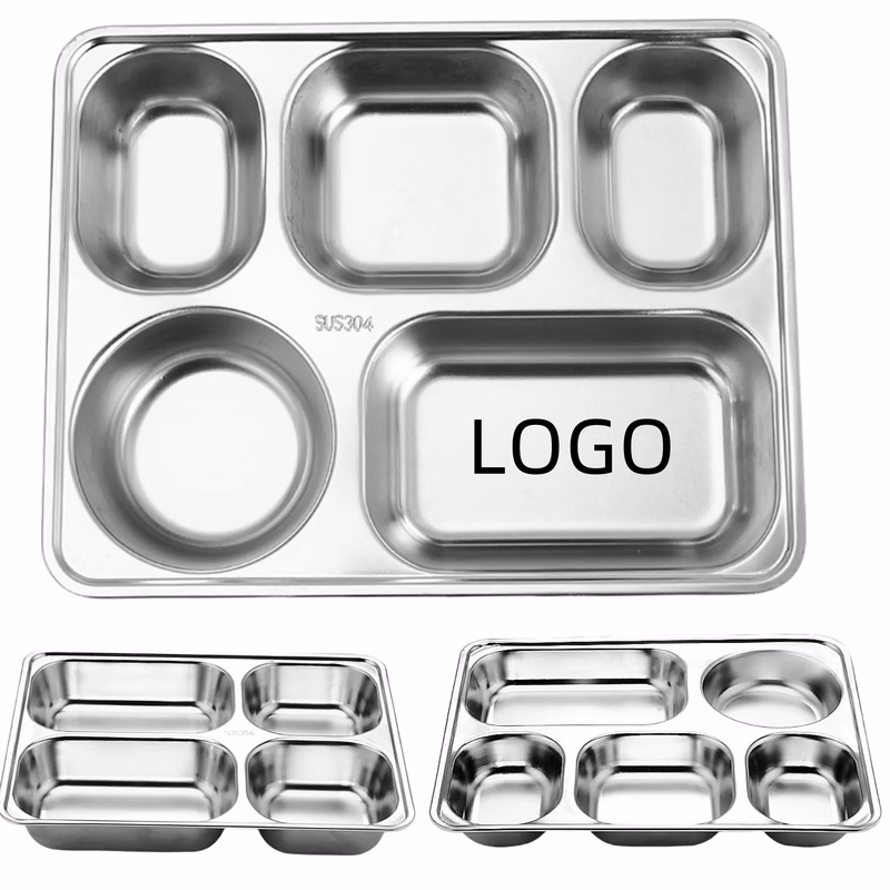 304 Stainless Steel Square Multi-compartment Meal Tray