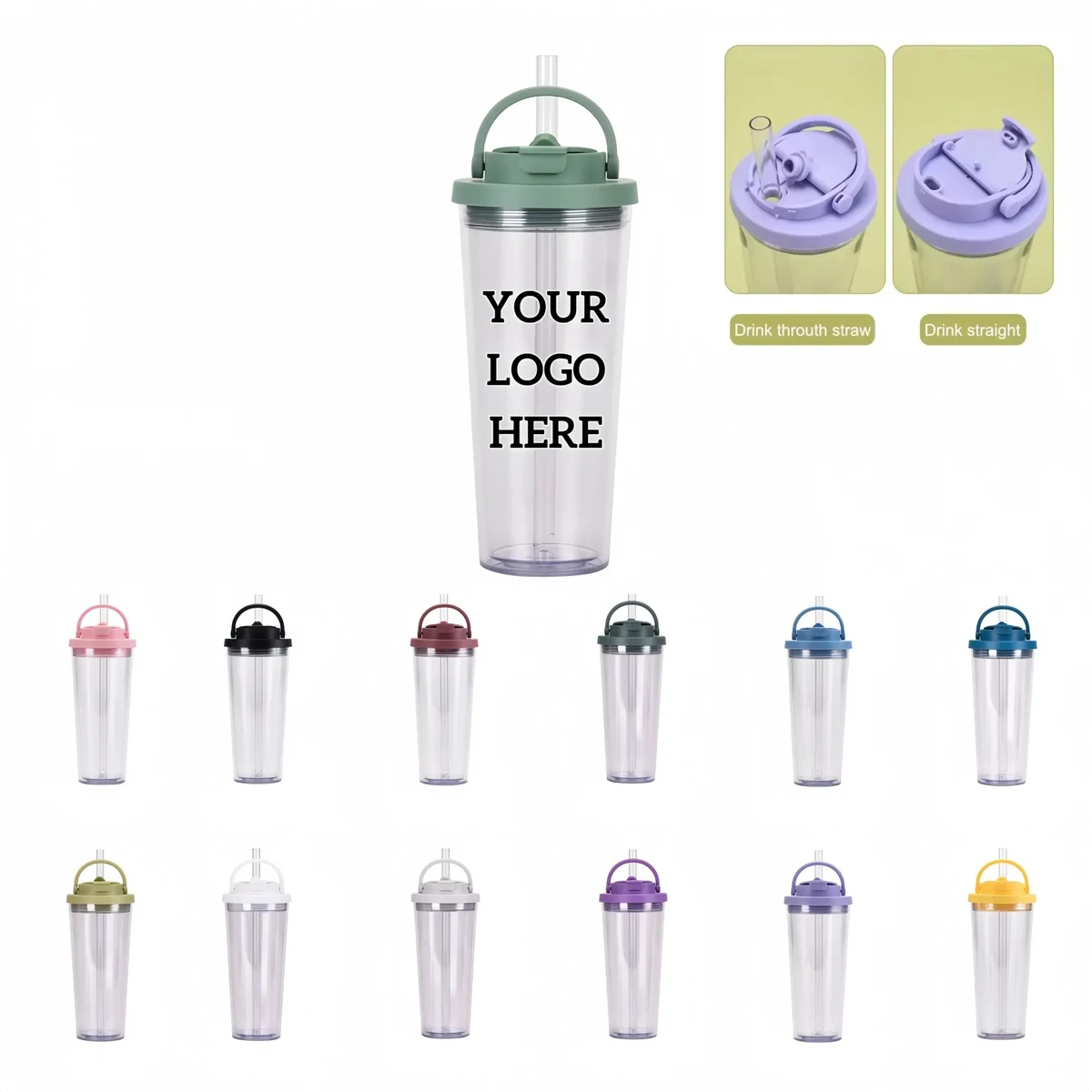 24oz Boba Tumbler with Lid and Straw 1
