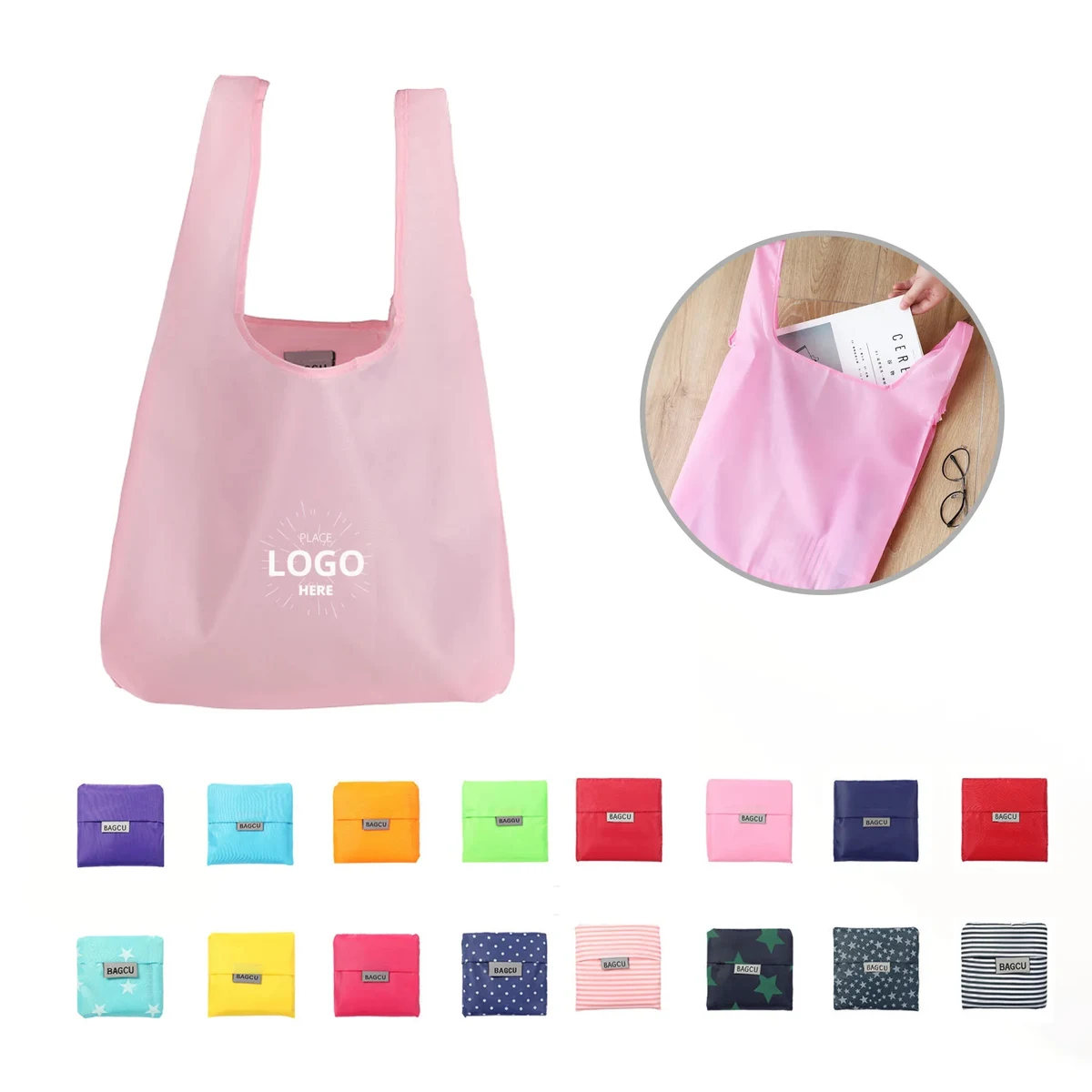 Folding Shopper Tote Bag, custom tote bag with logo imprint 1