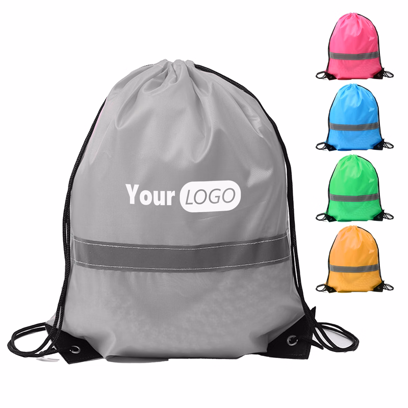 Polyester Reflective Drawstring Bag For Visibility And Convenience