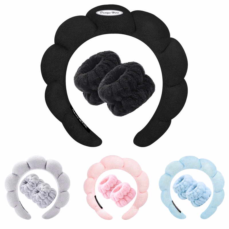 Soft Plush Headband & Wristband Set ?C Absorbent Fit