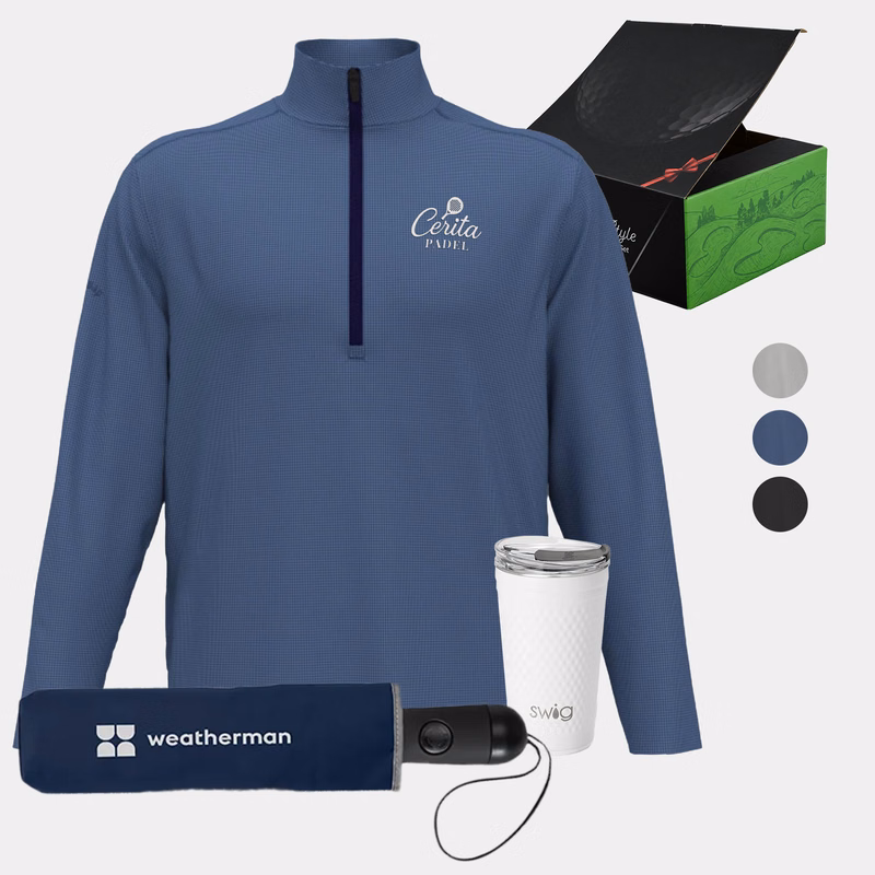 24 oz SWIG® Golf Cup SS Tumbler, Callaway® Men's Golf Pullover & Weatherman® Umbrella Gift Set