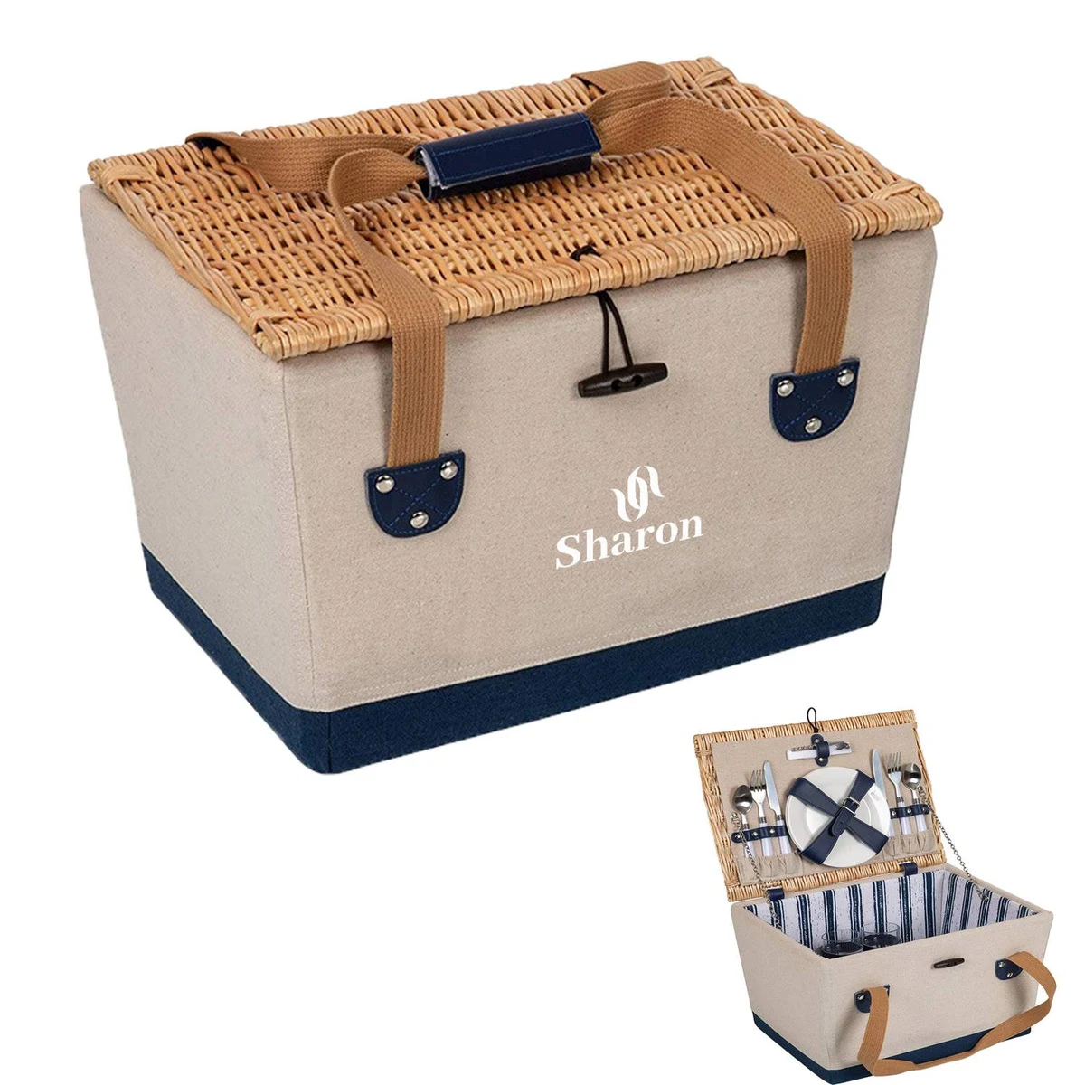 Handmade Picnic Basket Set with Utensils Cutler 1