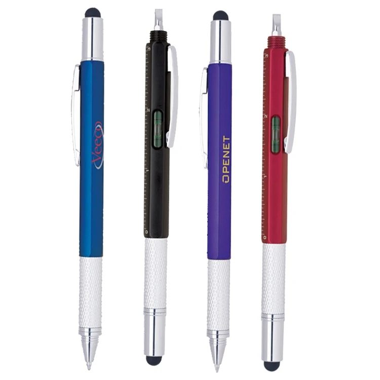 Multi-Functional Twist Pen, Sytlus, Ruler, Screwdriver, Level 1
