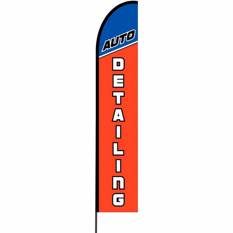 Auto Detailing Flag Kit 15' Feet Feather Flag Sign Outdoor Banner