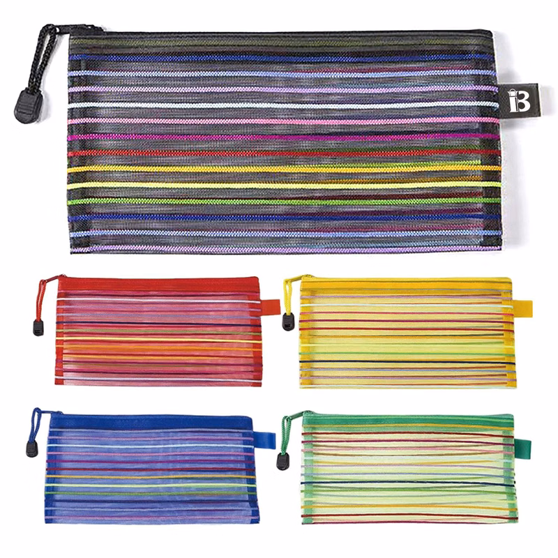 Multicolor Mesh Stationery Storage Bag for Students