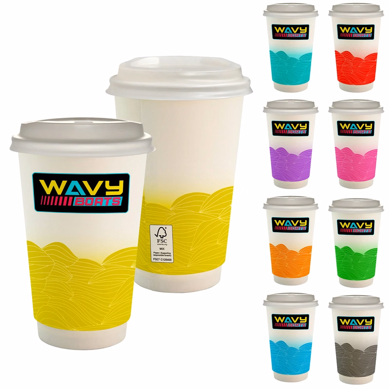 16 oz. Full Color Turbulent Waves Paper Cup With Lid