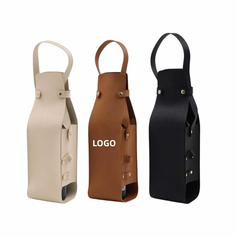 Durable PU Leather Foldable Wine Bag
