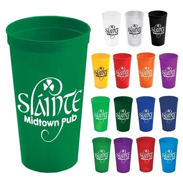 22 Oz Smooth Clear Plastic Stadium Cup 1