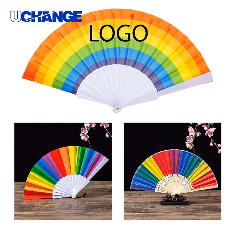 9" Rainbow Promotional Hand Fan