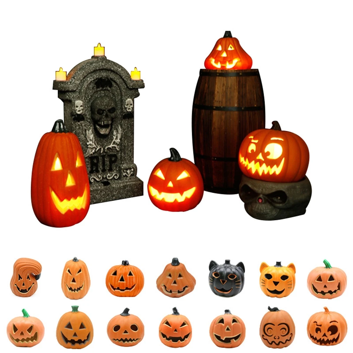 Halloween LED Battery Orange Pumpkin Lantern Lights 1