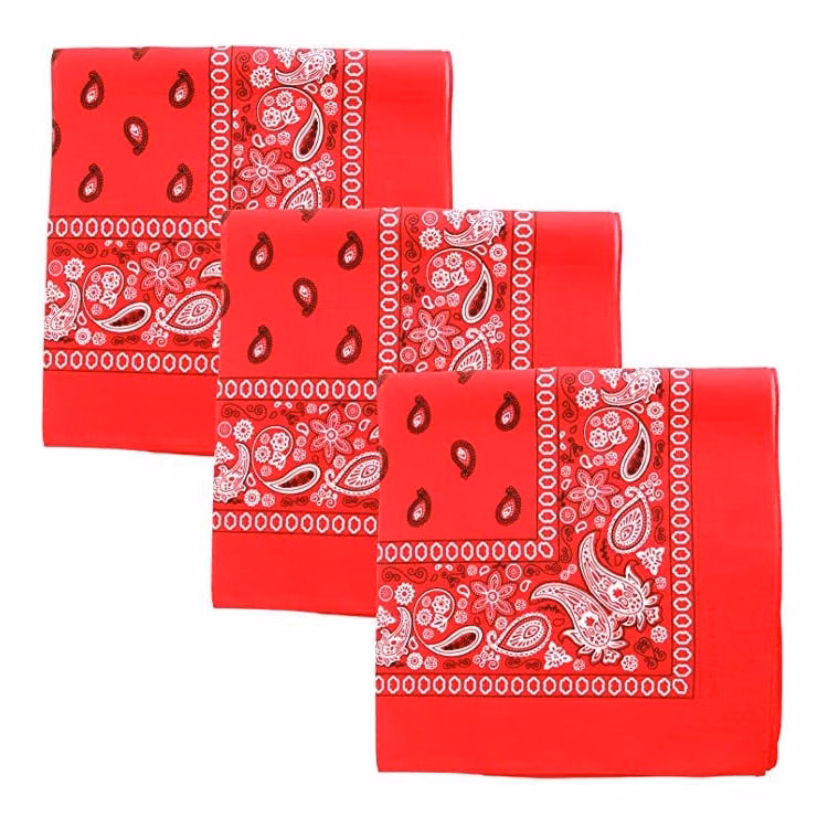Cotton Bandanas - Paisley Bright Red