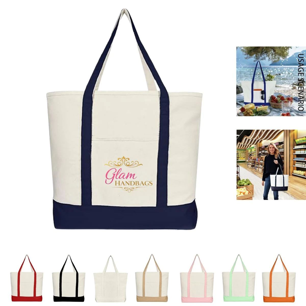 Reusable Canvas Tote Bag with Front Pocket 1