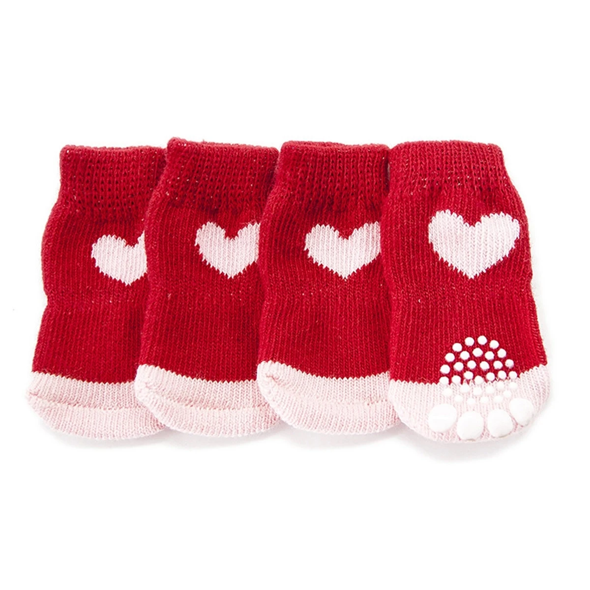 4 Pack Pet Anti-Slip Knit Dog Socks for Indoor Wear 1