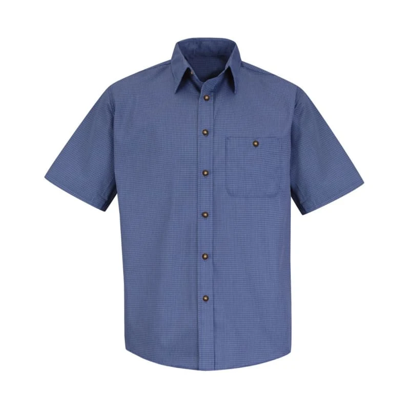 Red Kap Men's Tall Mini-Plaid Uniform Short Sleeve Shirt - SP84T 1