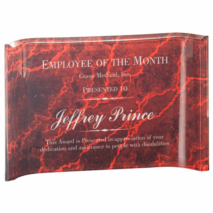 4" x 6" Red Marble Acrylic Crescent Award