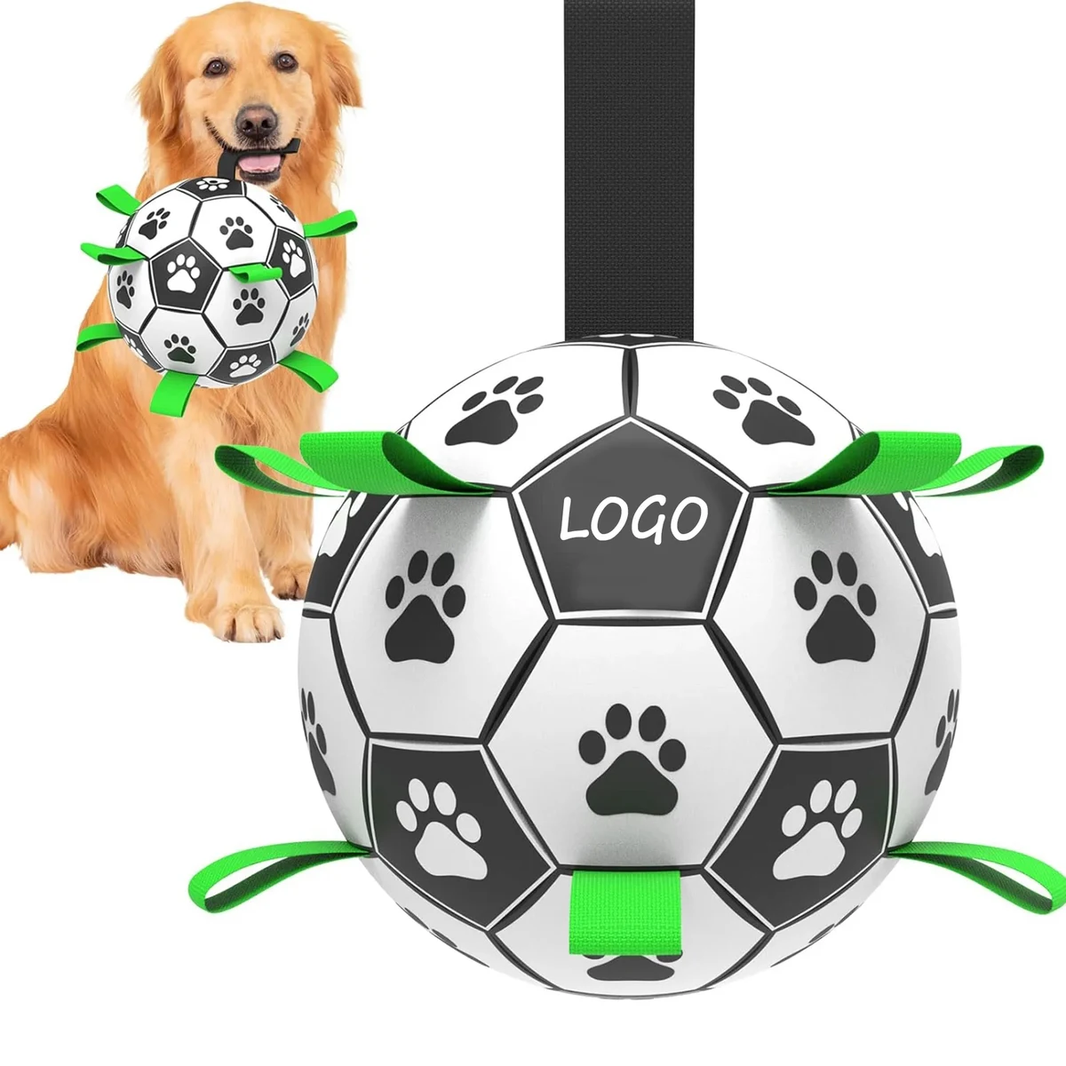6" Dog Toys Soccer Ball with Straps 1