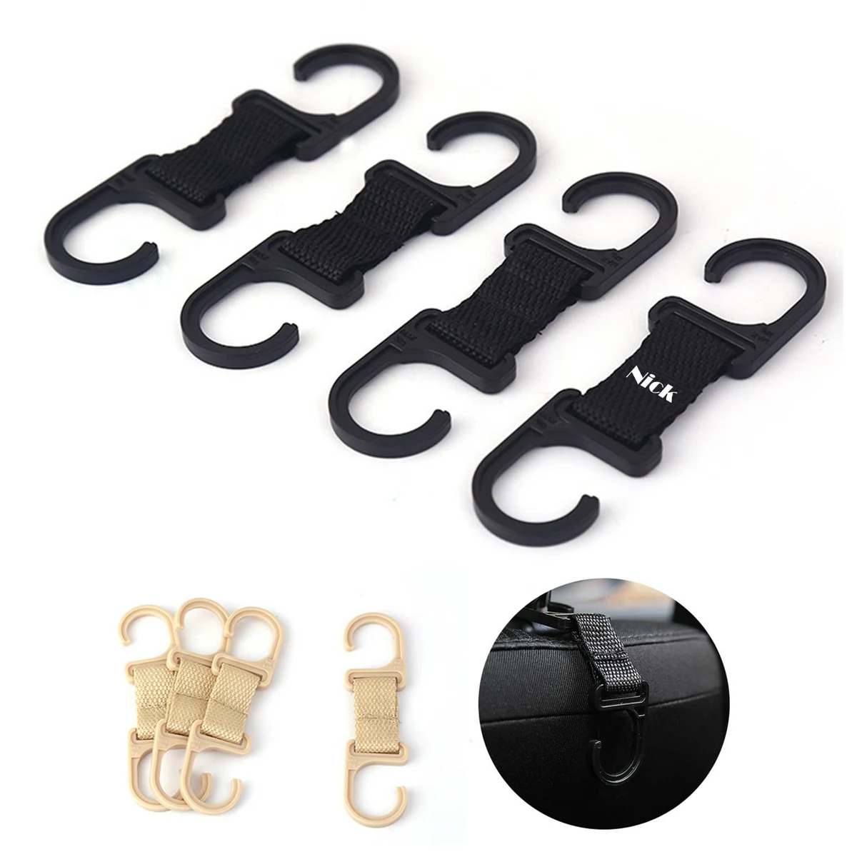4pcs Car Plastic Automotive Trash Bag Hooks 1