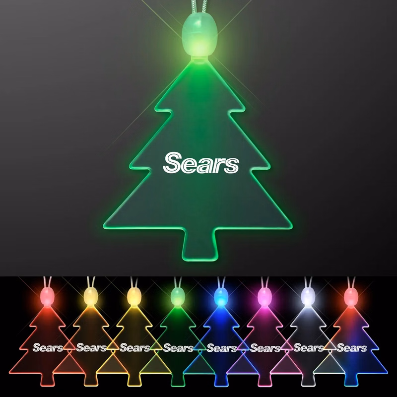 Acrylic Christmas Tree Shape Necklace with LED