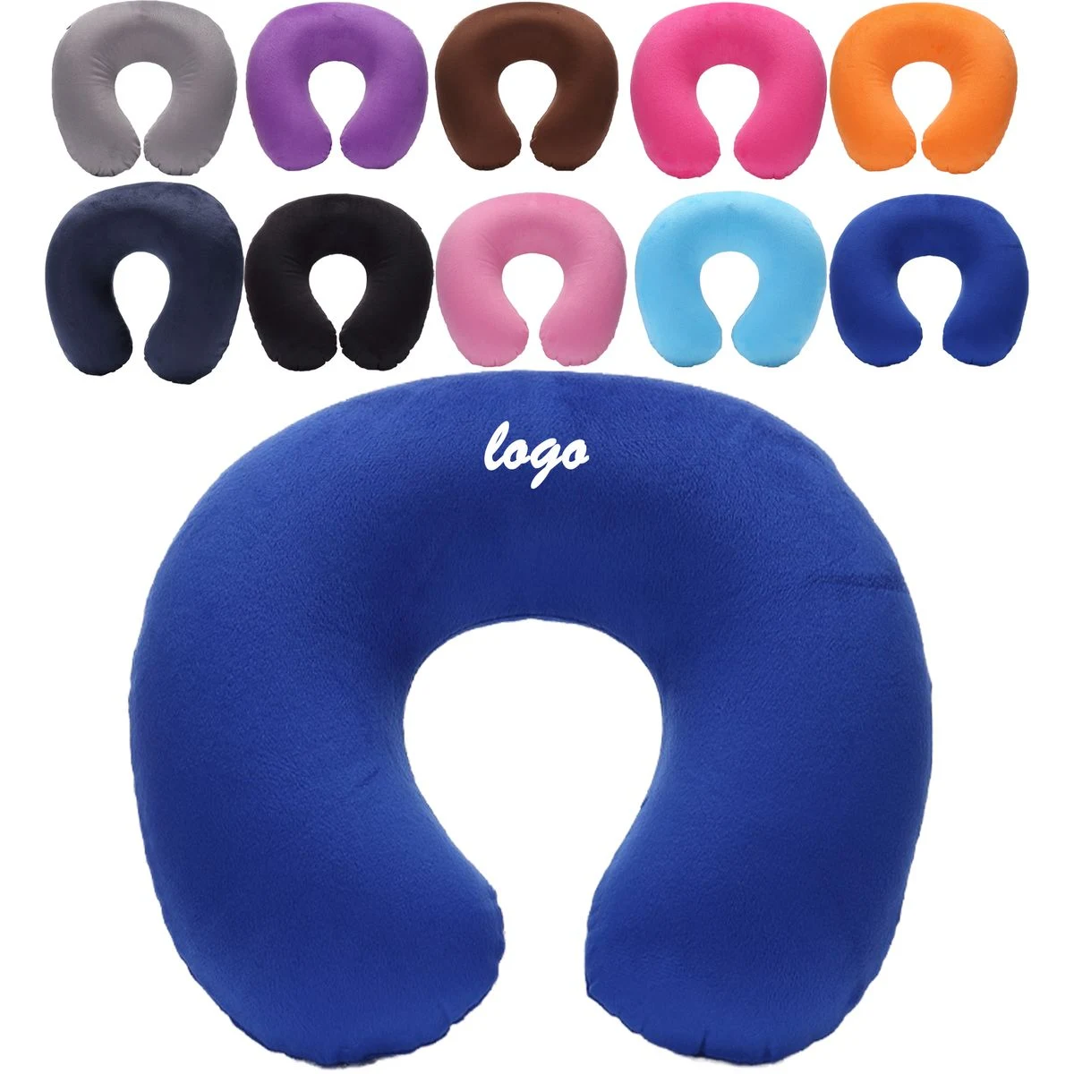 Plush Cover Inflatable Travel Neck Pillow 1