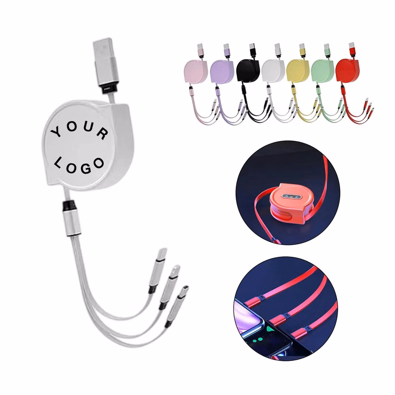 3 in 1 TPE Retractable USB Charger Cord