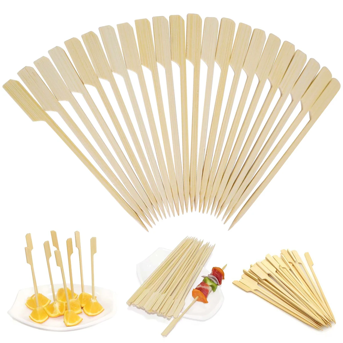 3.9 inch Bamboo wood wooden Paddle Picks Skewers Toothpicks 1