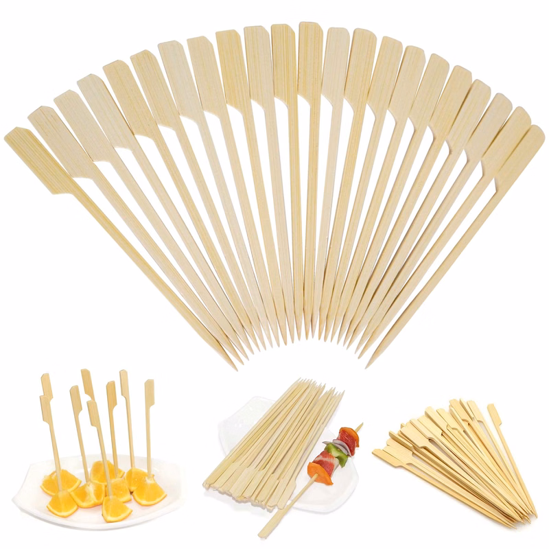 3.9 inch Bamboo wood wooden Paddle Picks Skewers Toothpicks