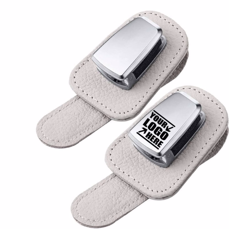Leather Visor Glasses Clip And Card Holder