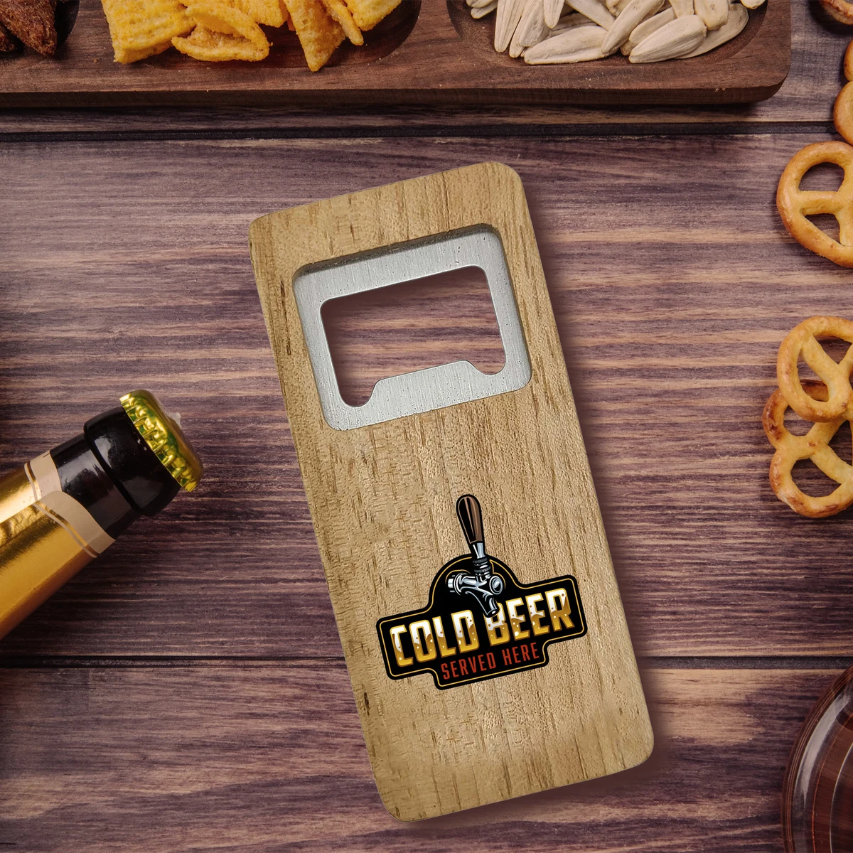 Bamboo Bottle Opener - Rectangular 1