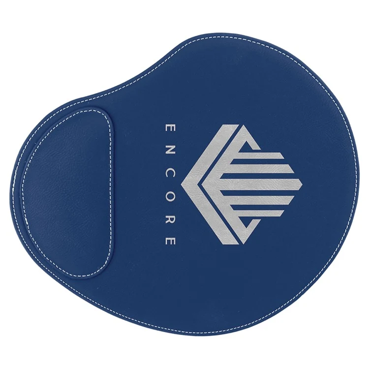 9" x 10 1/4" Blue/Silver Leatherette Mouse Pad 1